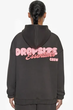 Frauen<Dropsize Essential Crew Zip Hoodie Washed Black