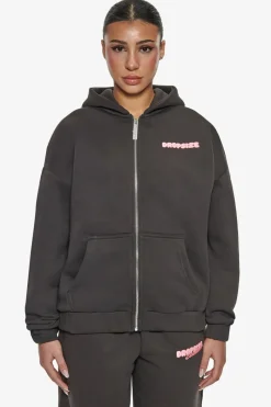 Frauen<Dropsize Essential Crew Zip Hoodie Washed Black