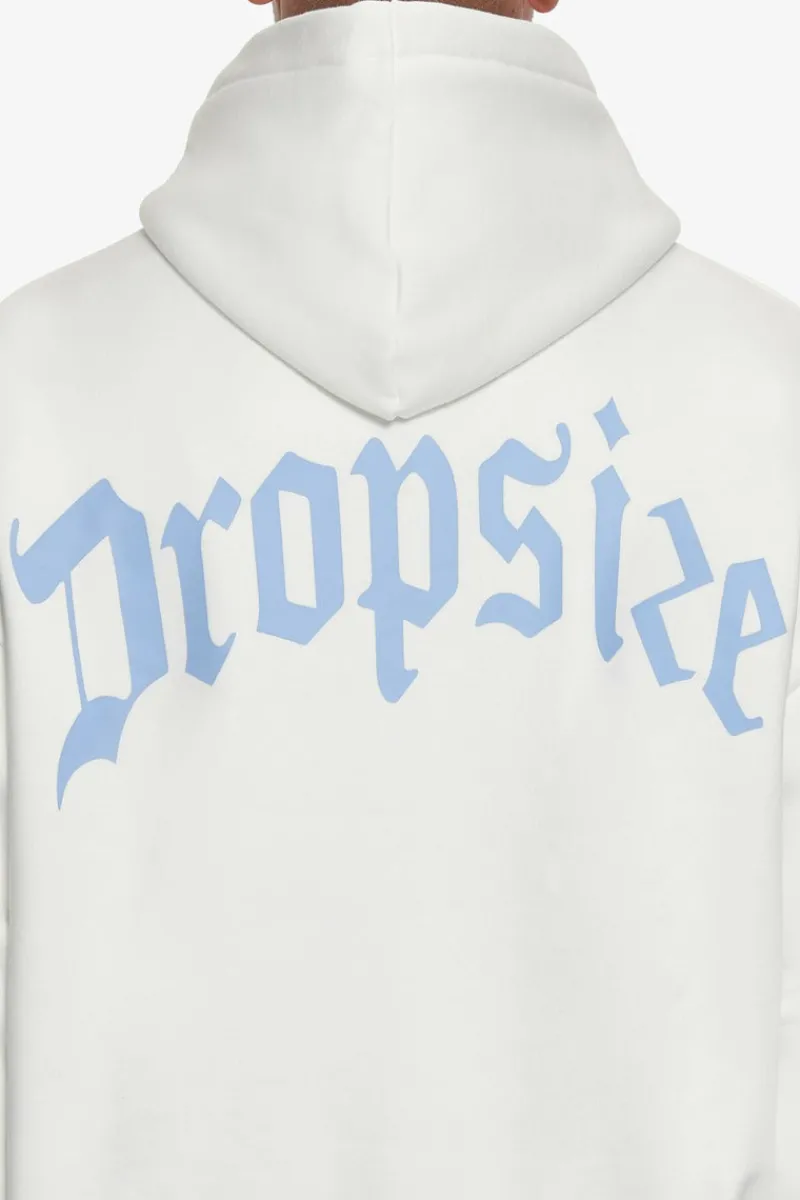 Hoodie<Dropsize Heavy Backlogo Hoodie Washed White / Baby Blue