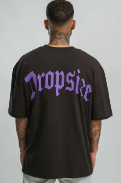 T-Shirt<Dropsize Heavy Backprint T-Shirt Washed Black/ Purple