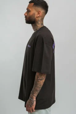 T-Shirt<Dropsize Heavy Backprint T-Shirt Washed Black/ Purple