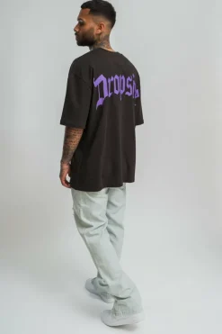 T-Shirt<Dropsize Heavy Backprint T-Shirt Washed Black/ Purple