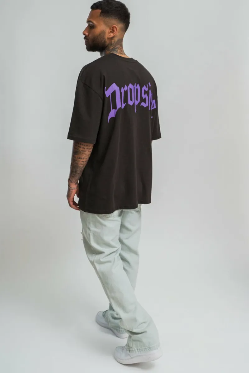 T-Shirt<Dropsize Heavy Backprint T-Shirt Washed Black/ Purple