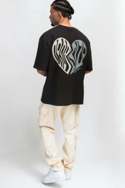 T-Shirt<Dropsize Heavy Crew Heart T-Shirt Washed Black