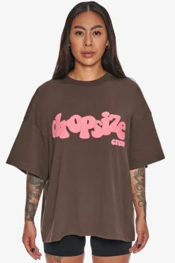 Frauen<Dropsize Heavy Crew T-Shirt Chocolate/ Pink
