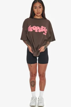 Frauen<Dropsize Heavy Crew T-Shirt Chocolate/ Pink