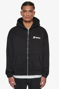 Zipper<Dropsize Heavy Grow Rich Zip Hoodie Black