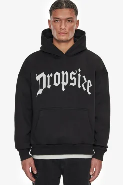 Hoodie<Dropsize Heavy Logo Design Hoodie Black