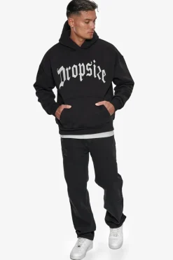 Hoodie<Dropsize Heavy Logo Design Hoodie Black