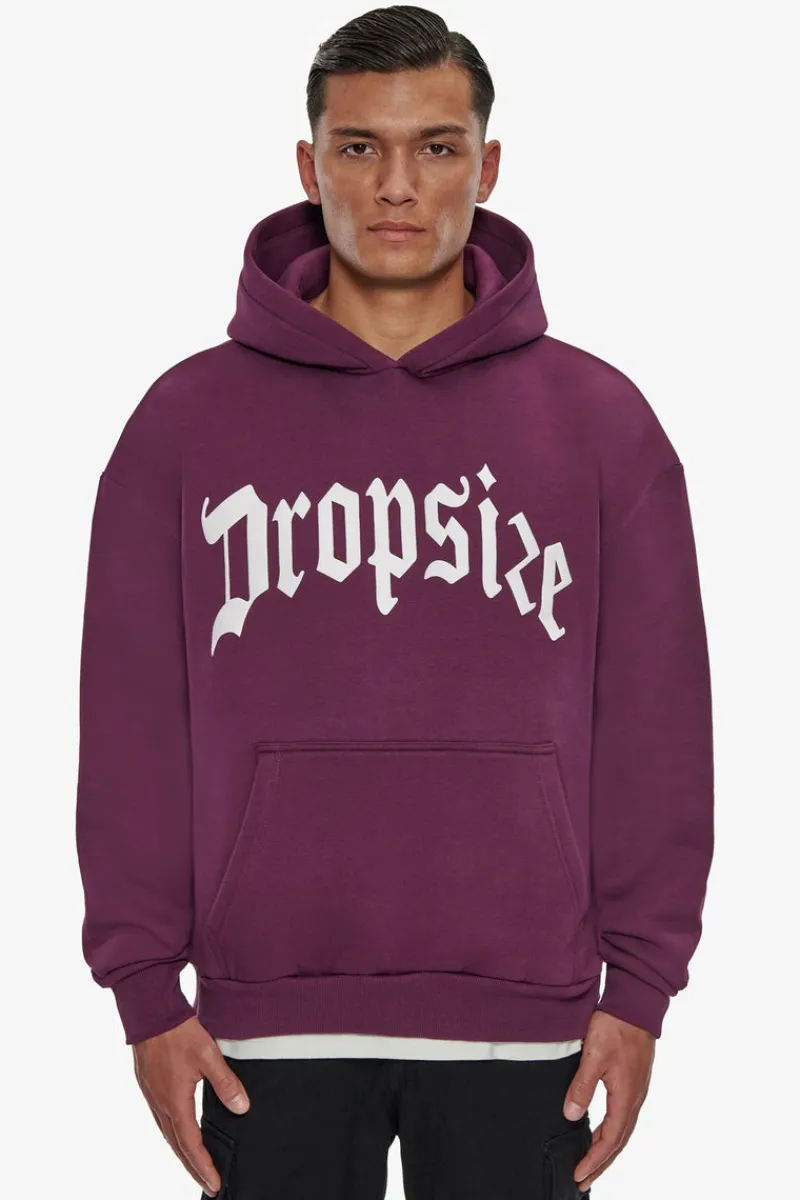 Hoodie<Dropsize Heavy Logo Design Hoodie Grape Wine
