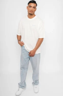 T-Shirt<Dropsize Heavy Overisze Embo T-Shirt Cream/Blue