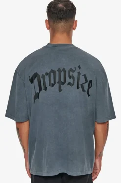 T-Shirt<Dropsize Heavy Oversize Backprint T-Shirt Washed Grey