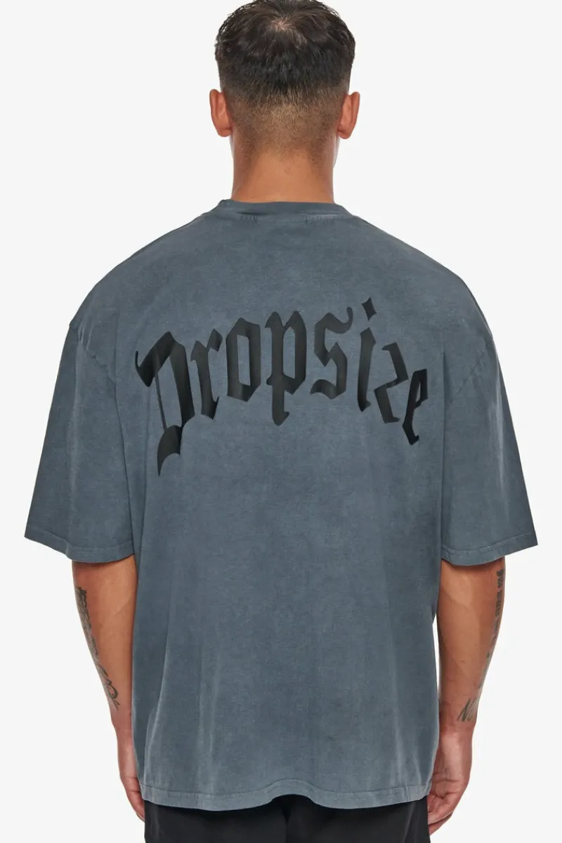 T-Shirt<Dropsize Heavy Oversize Backprint T-Shirt Washed Grey