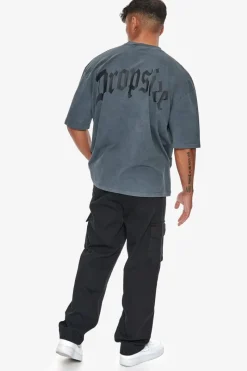 T-Shirt<Dropsize Heavy Oversize Backprint T-Shirt Washed Grey