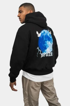 Hoodie<Dropsize Heavy Oversize Blue Moon Design Hoodie Black