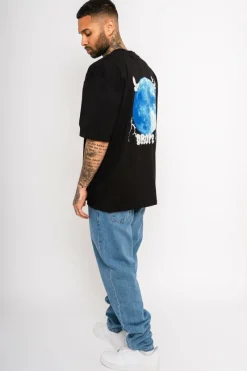 T-Shirt<Dropsize Heavy Oversize Blue Moon Design T-Shirt Black