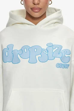 Frauen<Dropsize Heavy Oversize Blue Puffer Print Hoodie Cream White