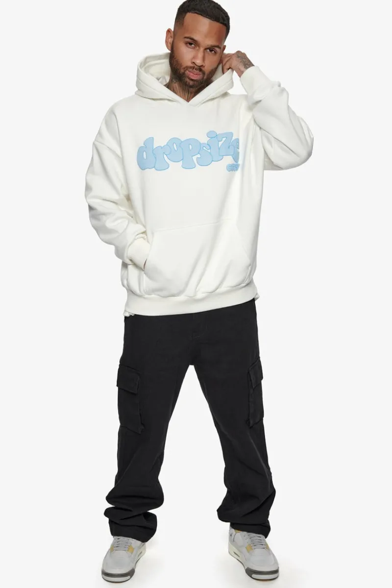 Hoodie<Dropsize Heavy Oversize Blue Puffer Print Hoodie Cream White
