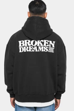Hoodie<Dropsize Heavy Oversize ''Broken Dreams'' Hoodie Washed Black