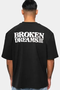 T-Shirt<Dropsize Heavy Oversize ''Broken Dreams'' T-Shirt Washed Black