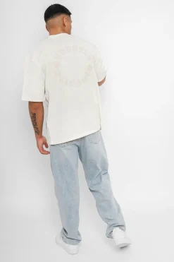 T-Shirt<Dropsize Heavy Oversize Circle Design T-Shirt Cream/ Coconut