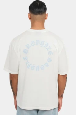 T-Shirt<Dropsize Heavy Oversize Circle Design T-Shirt Cream White/Blue