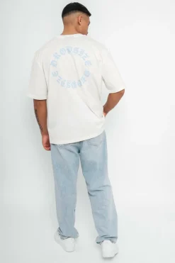 T-Shirt<Dropsize Heavy Oversize Circle Design T-Shirt Cream White/Blue