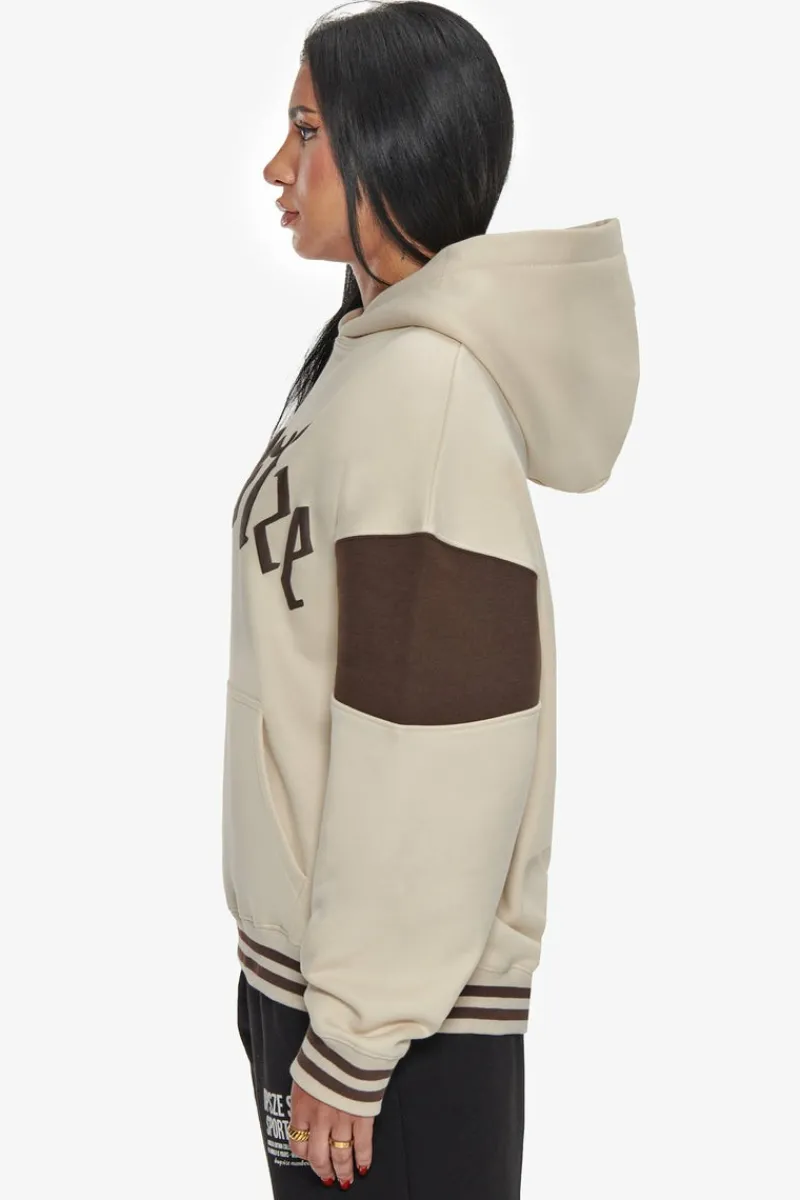 Frauen<Dropsize Heavy Oversize Colour Sleeve Hoodie Coconut Milk / Chocolate Brown