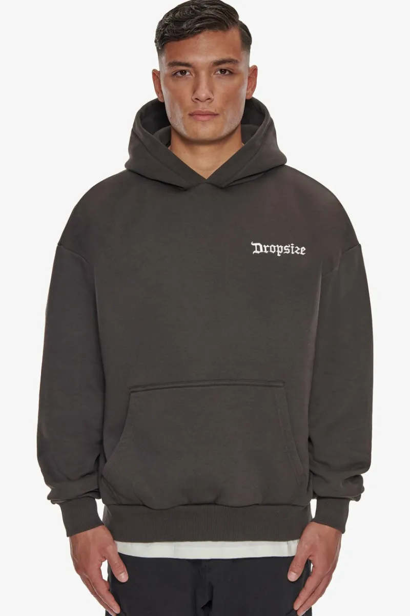 Hoodie<Dropsize Heavy Oversize Crew Love Dove Hoodie Washed Black