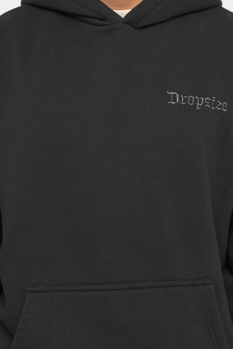Hoodie<Dropsize Heavy Oversize ''Crew Love'' Hoodie Washed Black/ Blue