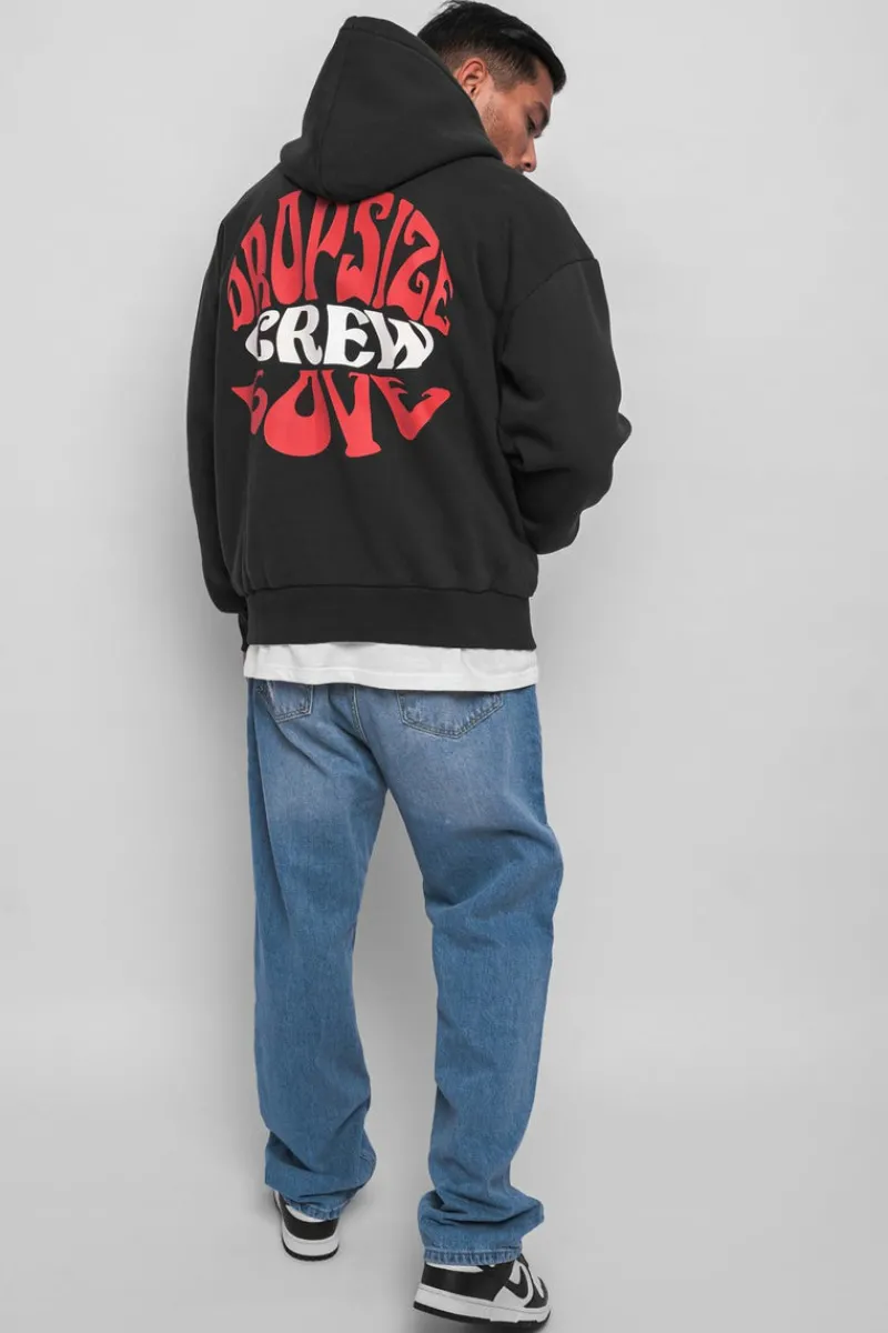 Hoodie<Dropsize Heavy Oversize ''Crew Love'' Hoodie Washed Black