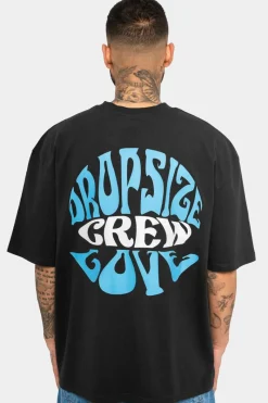 T-Shirt<Dropsize Heavy Oversize Crew Love T-Shirt Washed Black/Blue