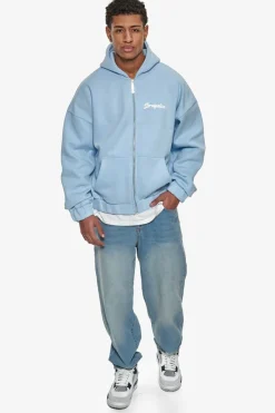 Zipper<Dropsize Heavy Oversize Dream Without Fear Zip Hoodie Baby Blue