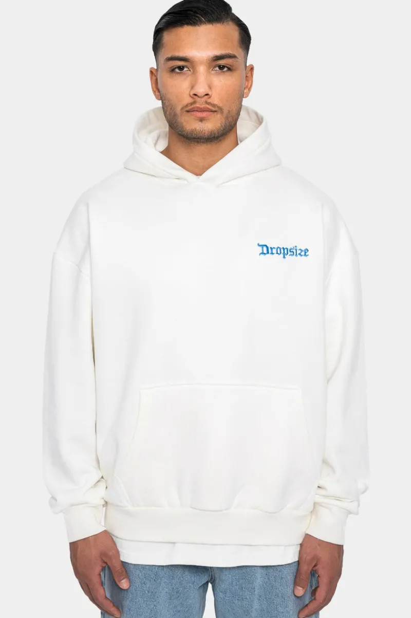 Hoodie<Dropsize Heavy Oversize Embo Hoodie Cream/Royal Blue