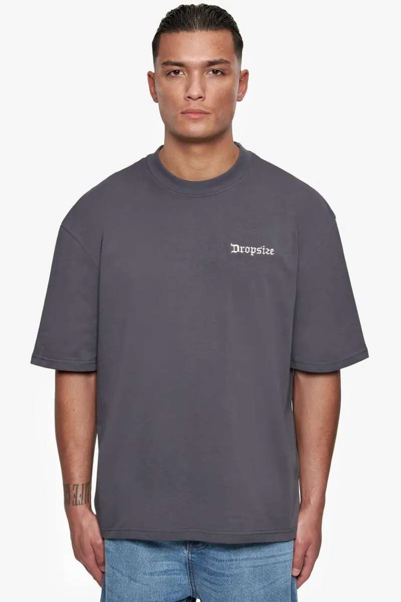 T-Shirt<Dropsize Heavy Oversize Embo T-Shirt Dark Grey