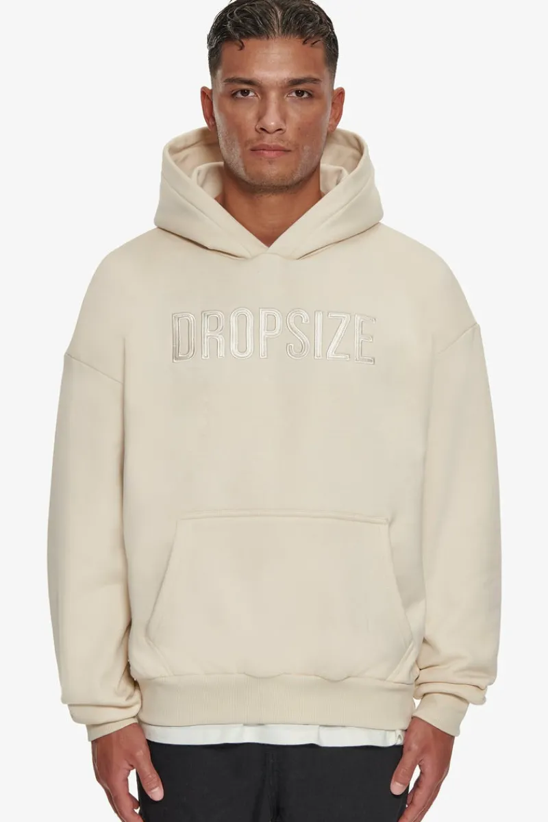 Hoodie<Dropsize Heavy Oversize Flat Front Embo Hoodie Coconut Milk
