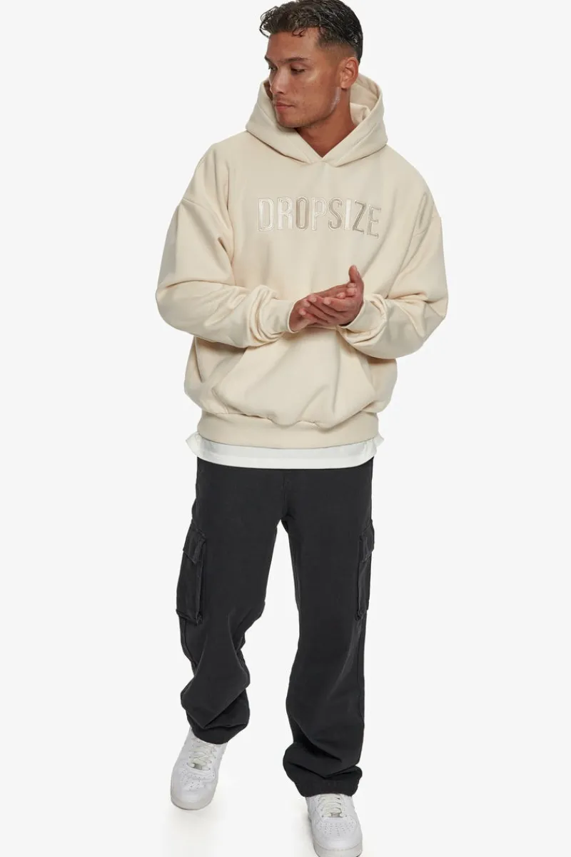 Hoodie<Dropsize Heavy Oversize Flat Front Embo Hoodie Coconut Milk