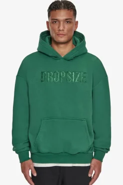 Hoodie<Dropsize Heavy Oversize Flat Front Embo Hoodie Washed Green