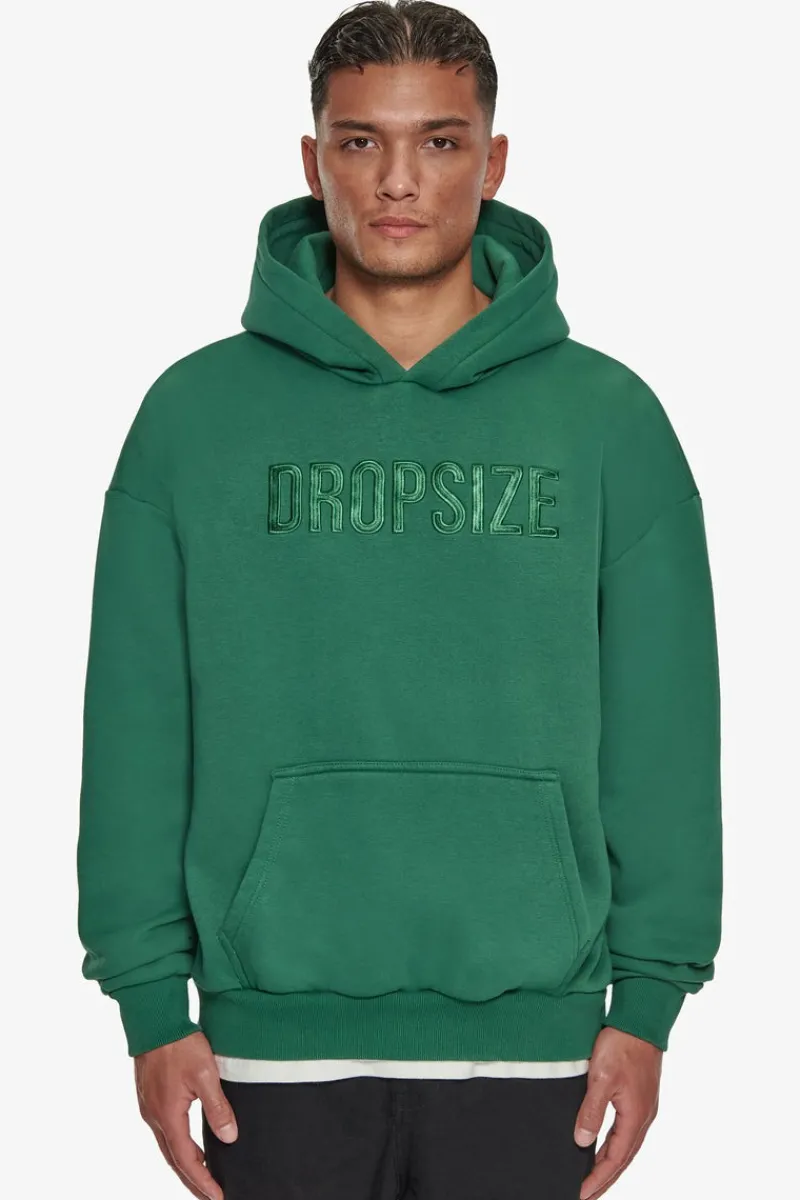 Hoodie<Dropsize Heavy Oversize Flat Front Embo Hoodie Washed Green