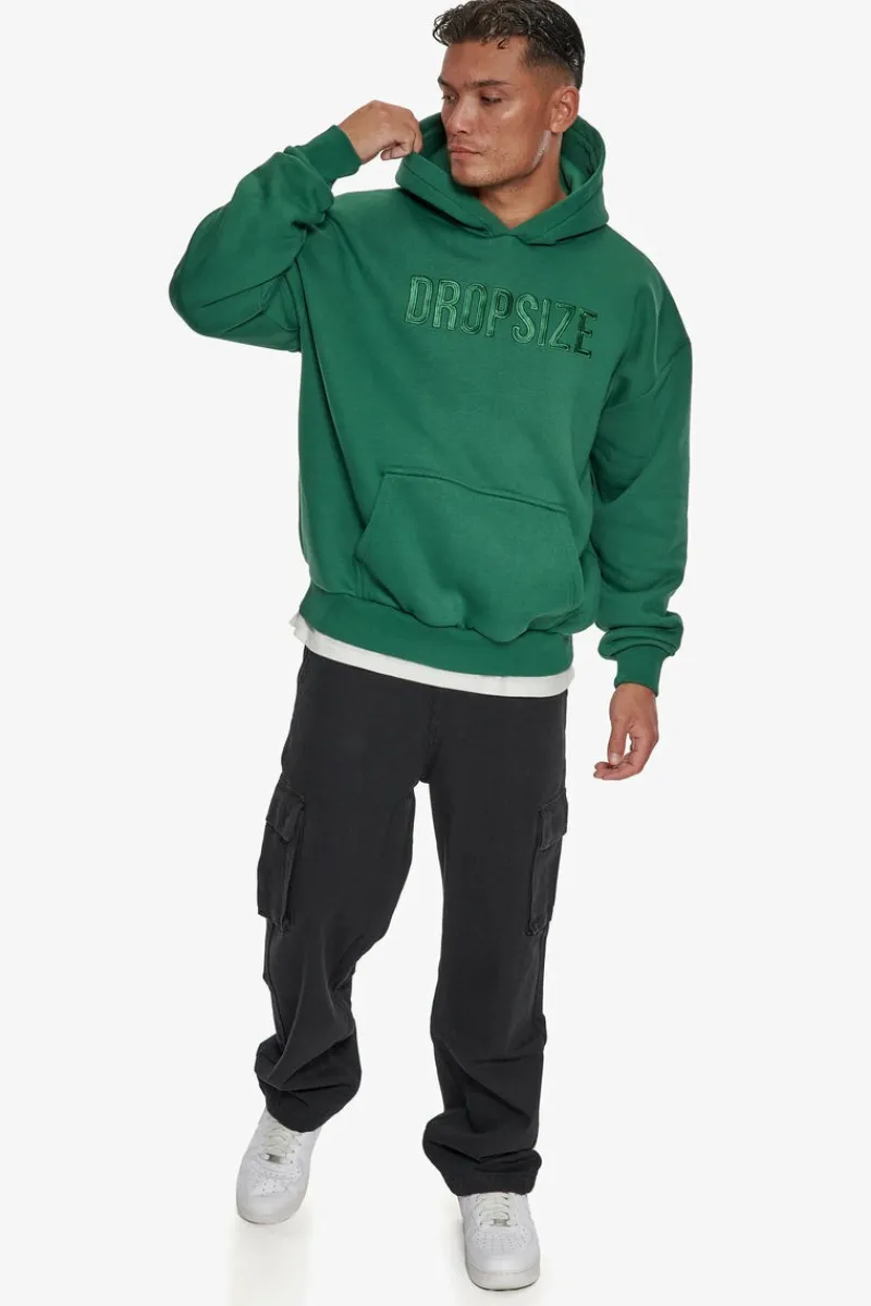 Hoodie<Dropsize Heavy Oversize Flat Front Embo Hoodie Washed Green