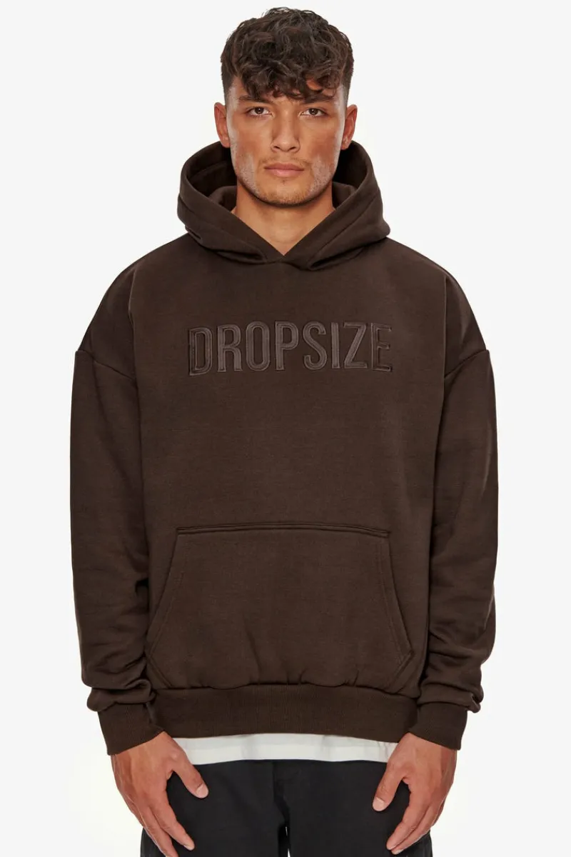 Hoodie<Dropsize Heavy Oversize Flat Front Embo Hoodie Chocolate