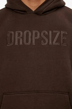 Hoodie<Dropsize Heavy Oversize Flat Front Embo Hoodie Chocolate