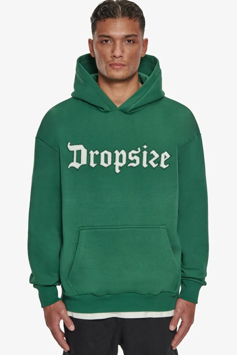 Hoodie<Dropsize Heavy Oversize Frottee Embo Hoodie Washed Green / Cream