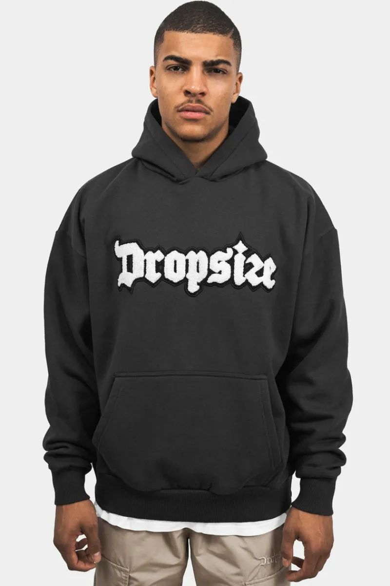 Hoodie<Dropsize Heavy Oversize Frottee Embo Hoodie Washed Black