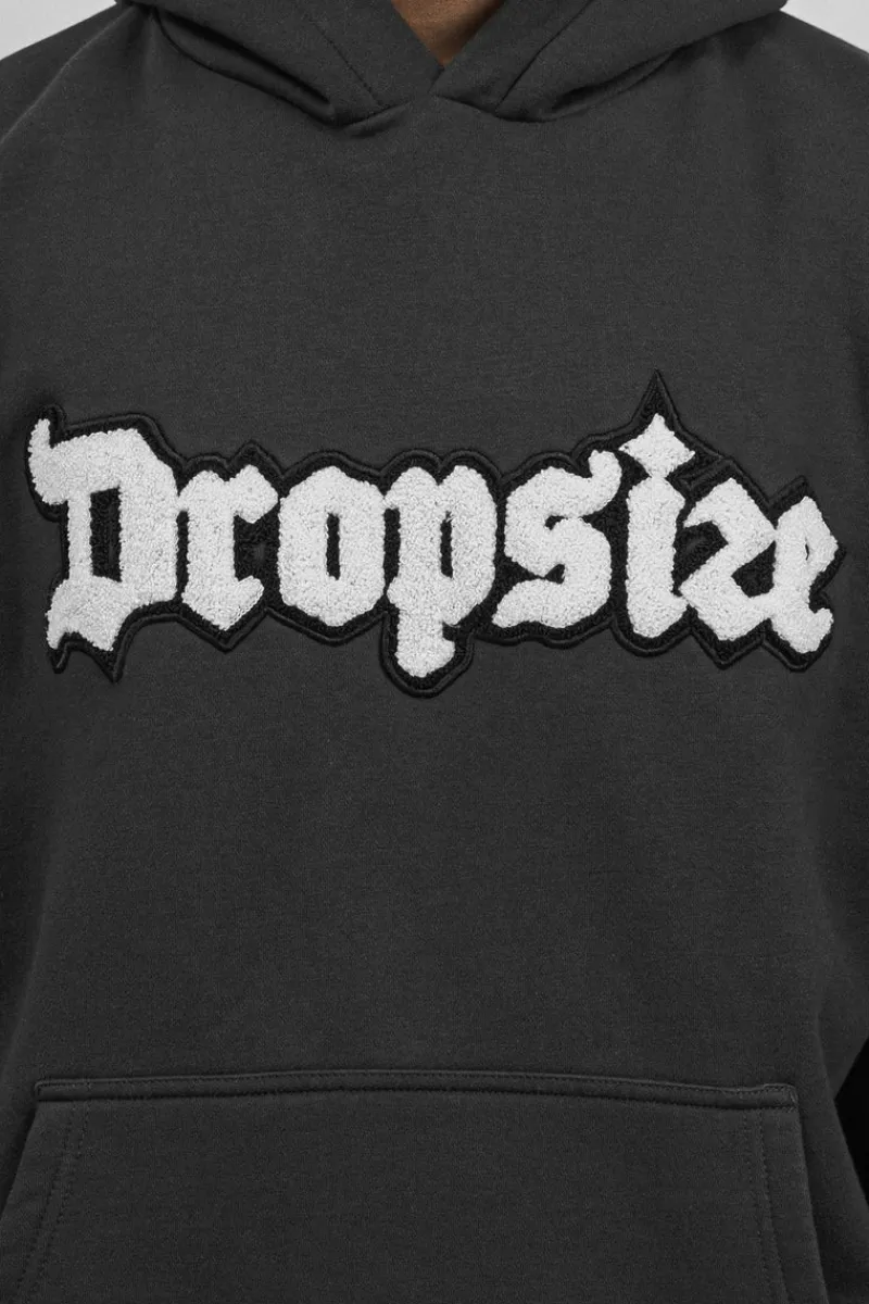 Hoodie<Dropsize Heavy Oversize Frottee Embo Hoodie Washed Black