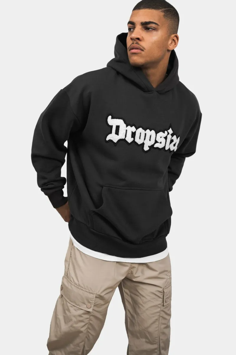 Hoodie<Dropsize Heavy Oversize Frottee Embo Hoodie Washed Black