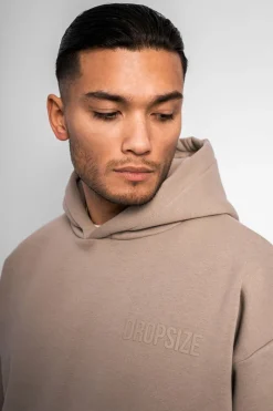 Hoodie<Dropsize Heavy Oversize Hd Print Hoodie Simply Taupe