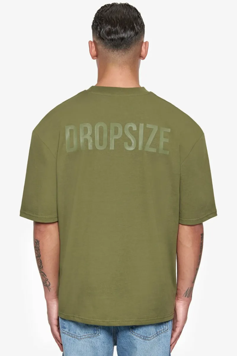 T-Shirt<Dropsize Heavy Oversize Hd Print T-Shirt Olive
