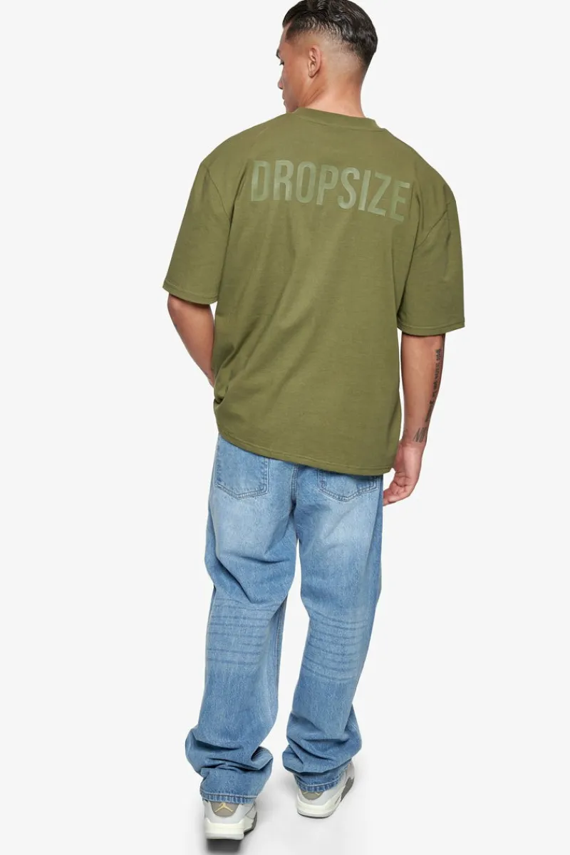 T-Shirt<Dropsize Heavy Oversize Hd Print T-Shirt Olive