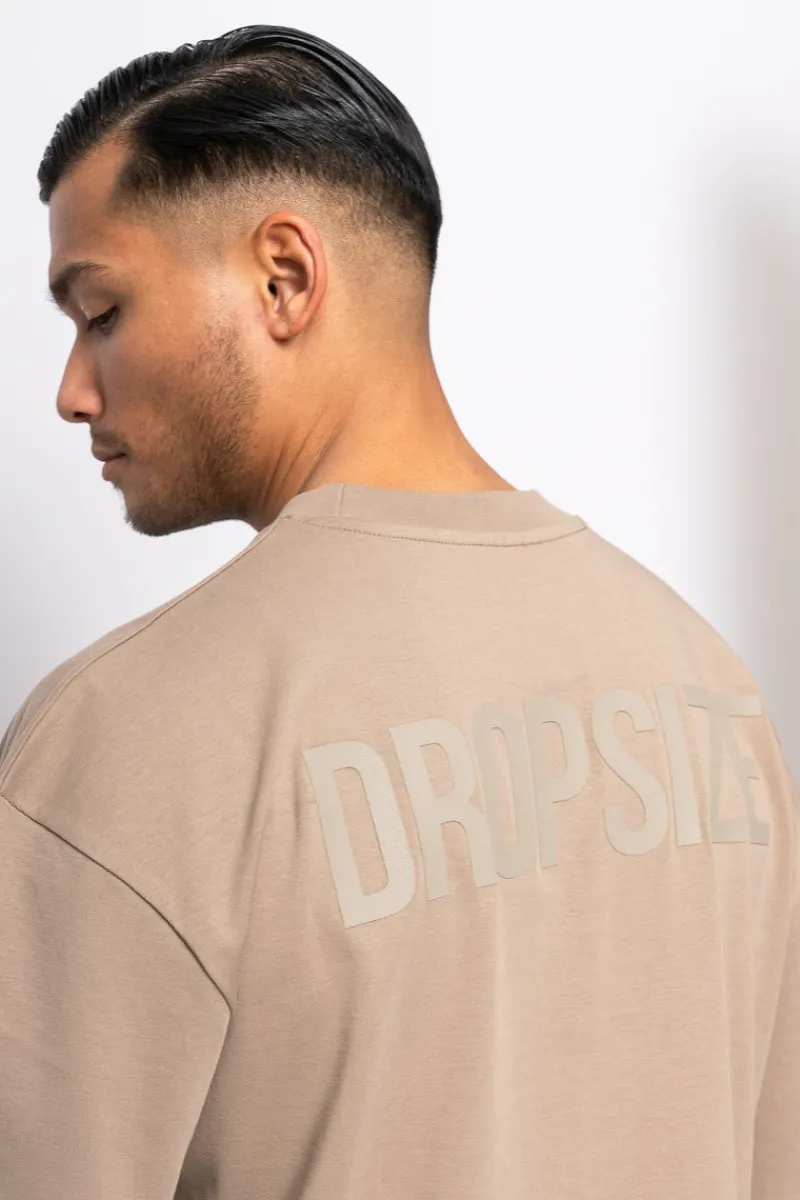 T-Shirt<Dropsize Heavy Oversize Hd Print T-Shirt Weathered Teak